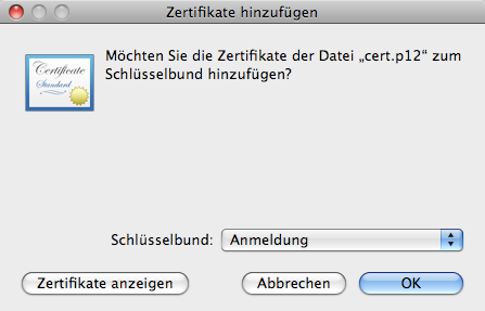 Zertifikate hinzufügen