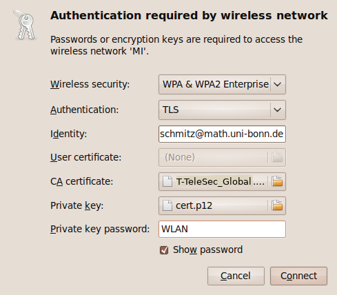 Authentification required by wireless network