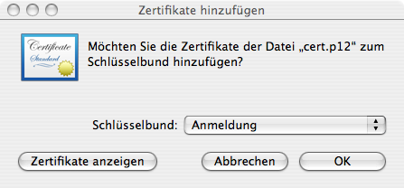 Zertifikate hinzufügen
