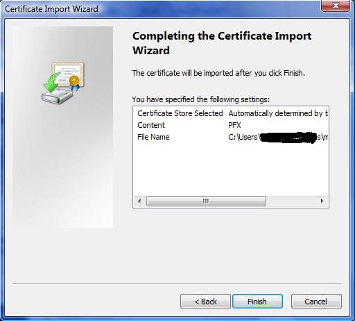 Completing Certificate Import