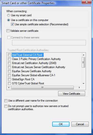 Certificate settings