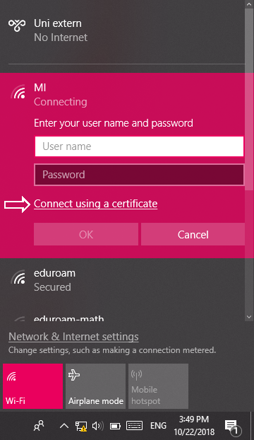Connect using a Certificate