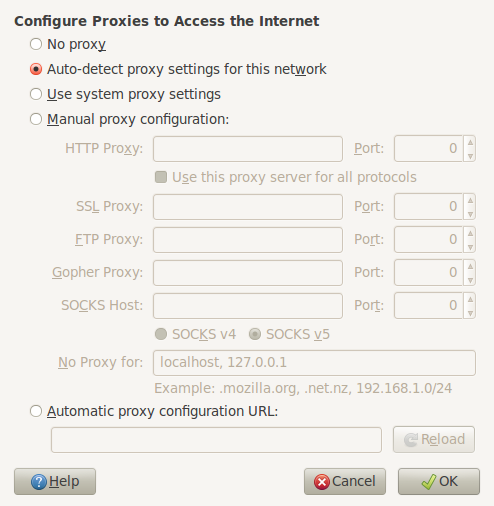 Configure Proxies for Internet Access